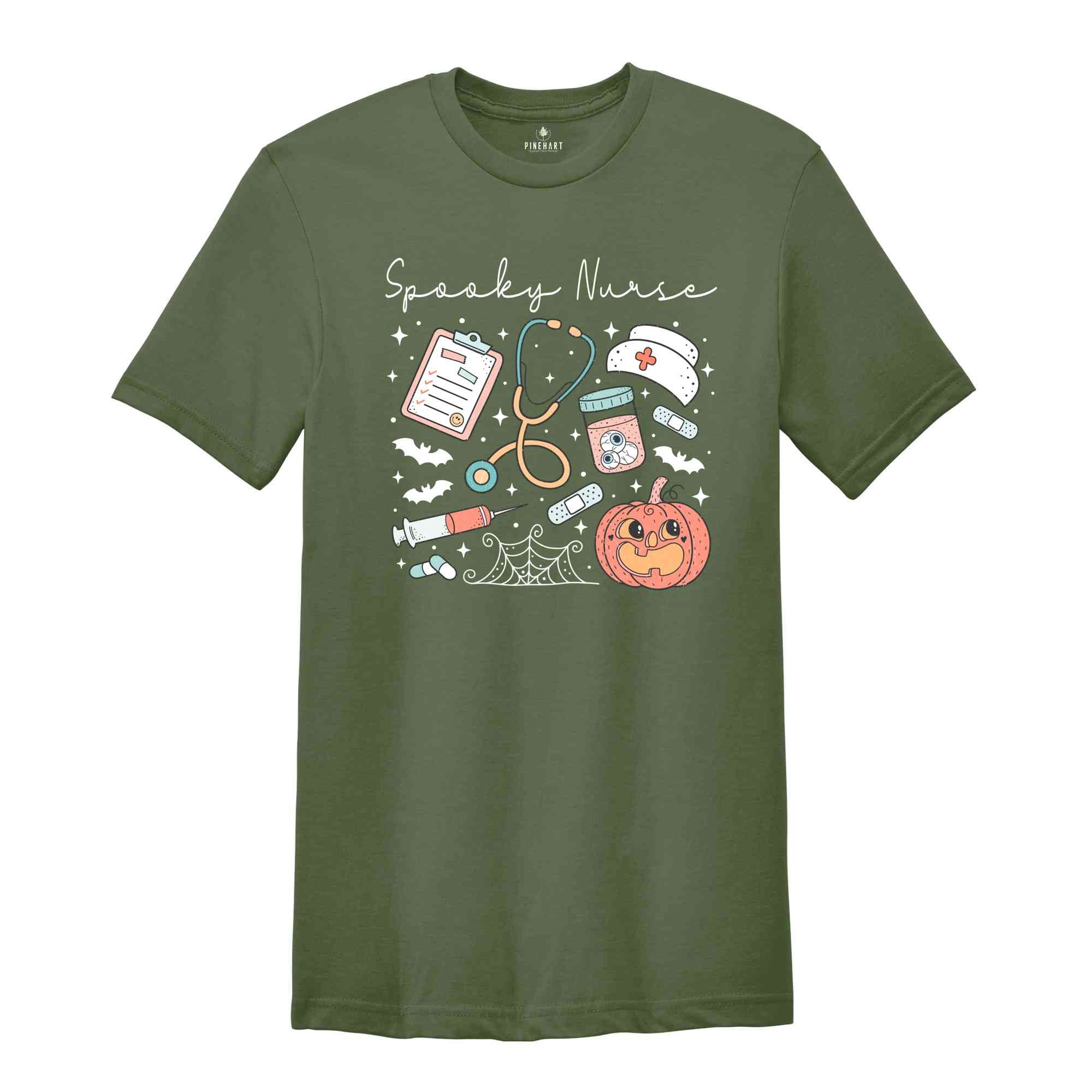 Halloween Spooky Nurse Shirt, Halloween Shirt, Spooky Pumpkin Shirt, Halloween Party Shirt, Retro Halloween Shirt