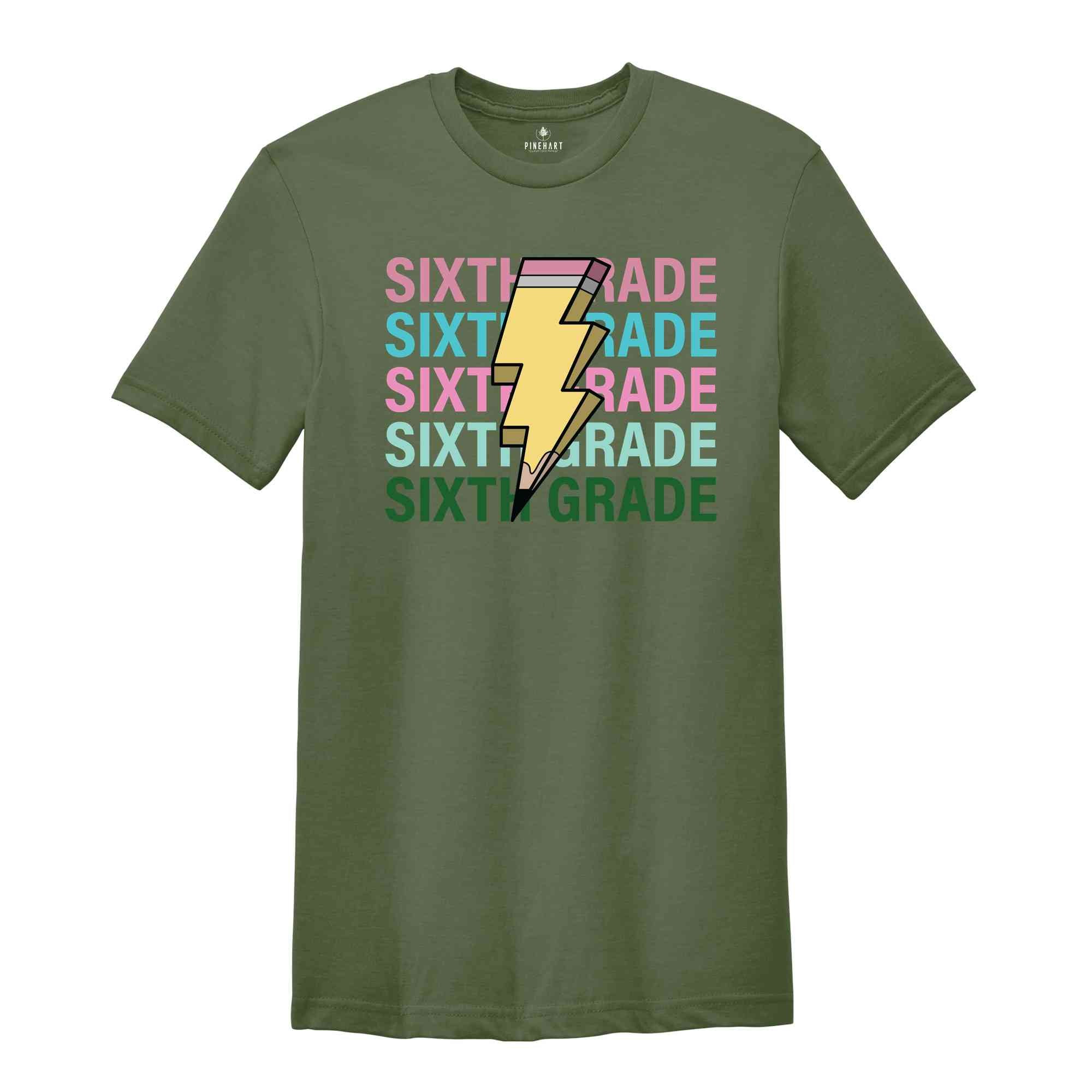 Sixth Grade Pencil Shirt, Pencil Bolt Shirt, Retro Shirt, Back To School Shirt, School Shirt, Teacher Shirt, Pencil Shirt, Teacher Gift