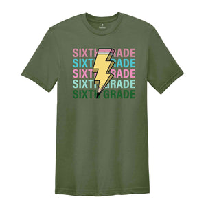 Sixth Grade Pencil Shirt, Pencil Bolt Shirt, Retro Shirt, Back To School Shirt, School Shirt, Teacher Shirt, Pencil Shirt, Teacher Gift