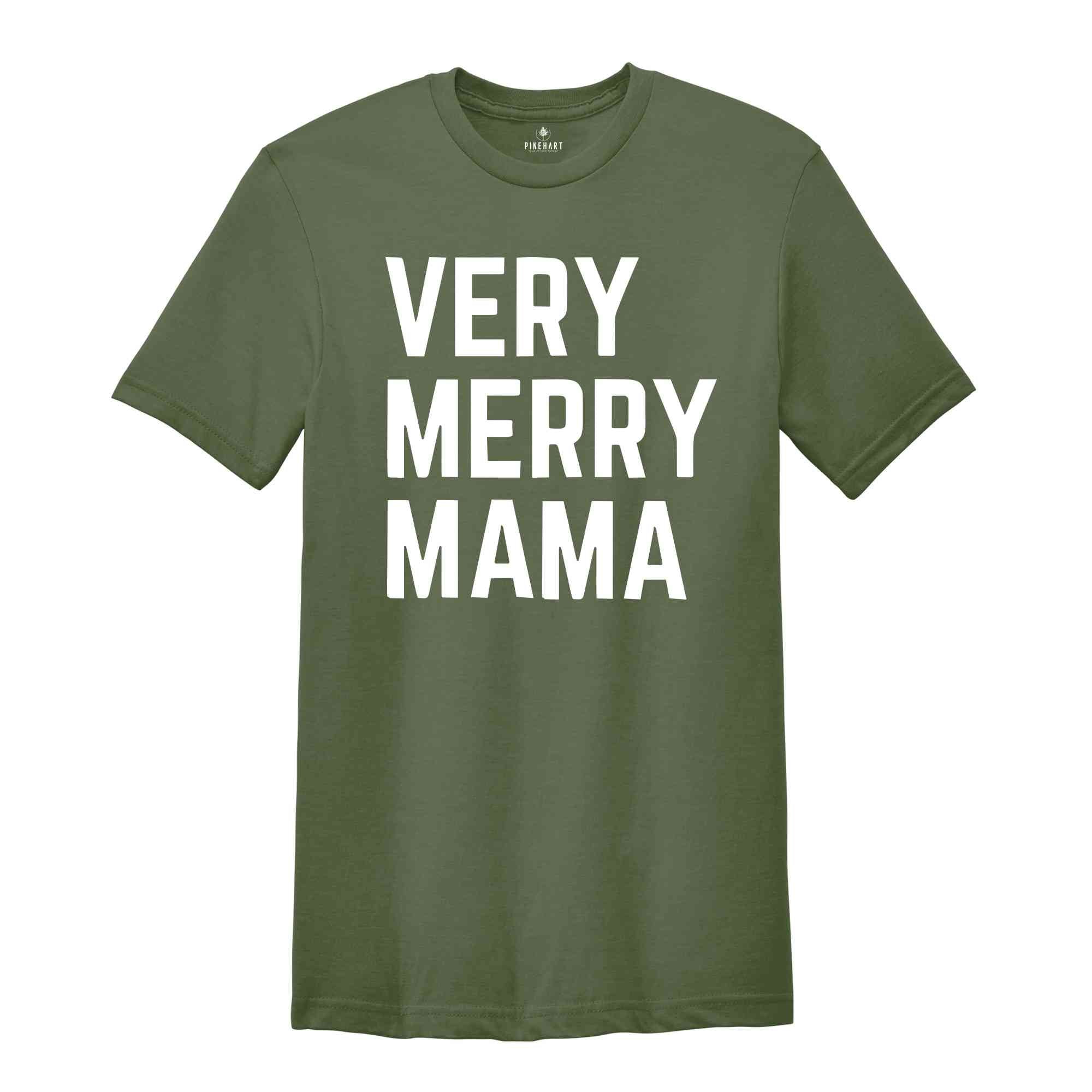 Very Merry Mama Shirt, Mama Christmas T-Shirt, Christmas 2024 Tee, Christmas Family Match