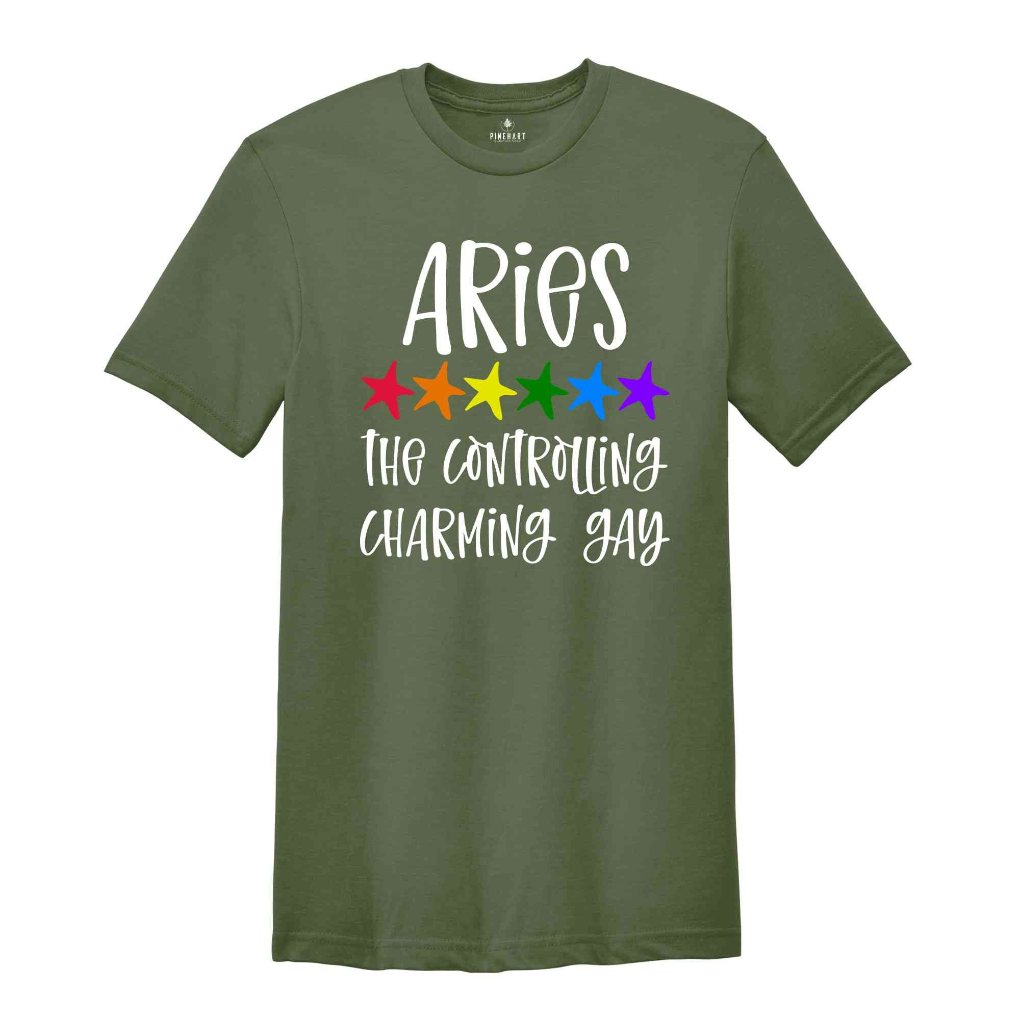 Aries The Controlling Charming Gay Zodiac Shirt, LGBT Pride Shirt, Aries Shirt, Gift For Gay Shirt, Gay Pride Shirt, Gay Zodiac Shirt