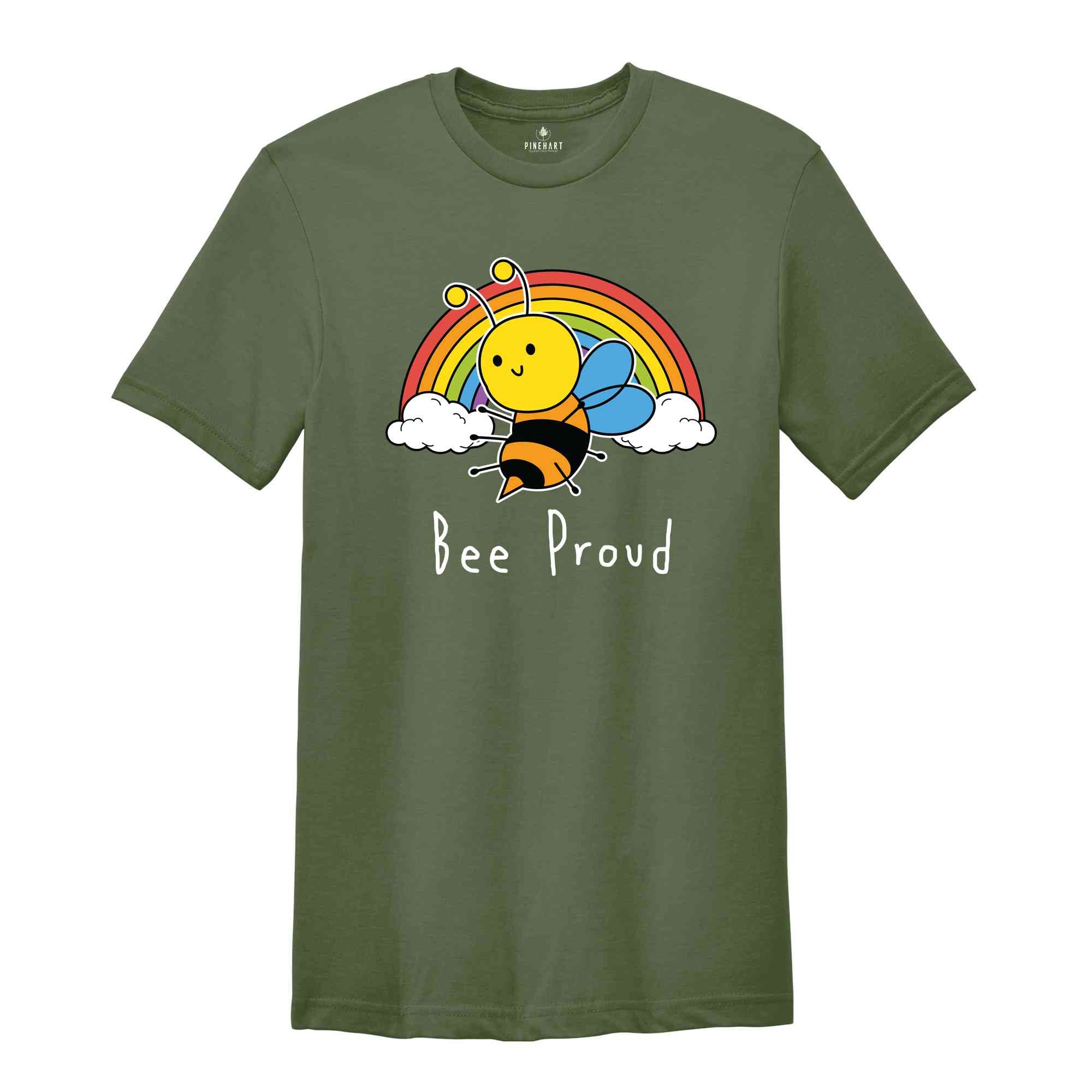 Bee Proud Shirt, Funny LGBT Shirt, LGBTQ Pride Shirt, Animal Lover Shirt, Cute LGBT Shirt, LGBT Support Shirt, Pride Rainbow Shirt