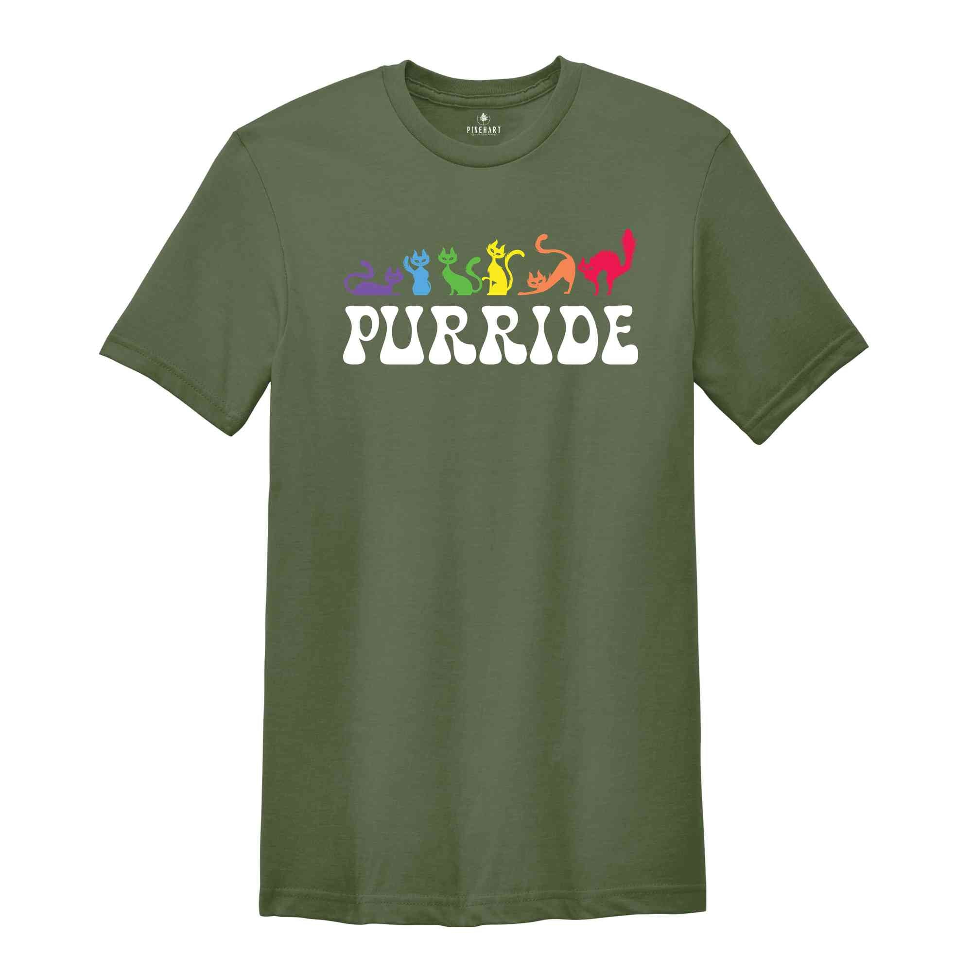 Purride Cat Shirt, LGBT Flag Shirt, Gay Pride Shirt, LGBTQ Shirt, Rainbow Pride Shirt, Cat Lover Gift, Rainbow Cat Shirt, Lesbian Gay Gift