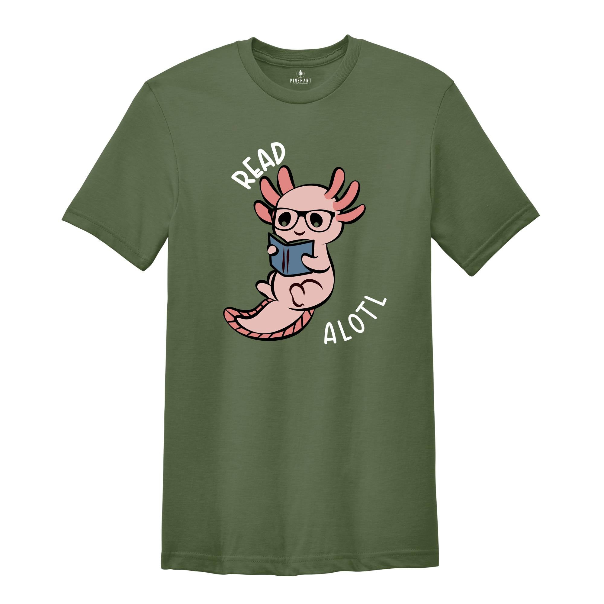 Read-a-lotl Shirt, Reading T-Shirt, Funny Book Lover, Library T-Shirt, Bookworm Gift Tee, Cute Axolotl Tee, Librarian Gift, Book Lover Gift