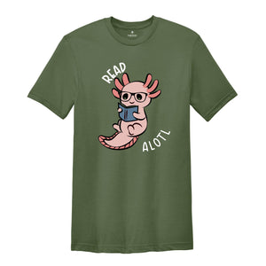 Read-a-lotl Shirt, Reading T-Shirt, Funny Book Lover, Library T-Shirt, Bookworm Gift Tee, Cute Axolotl Tee, Librarian Gift, Book Lover Gift