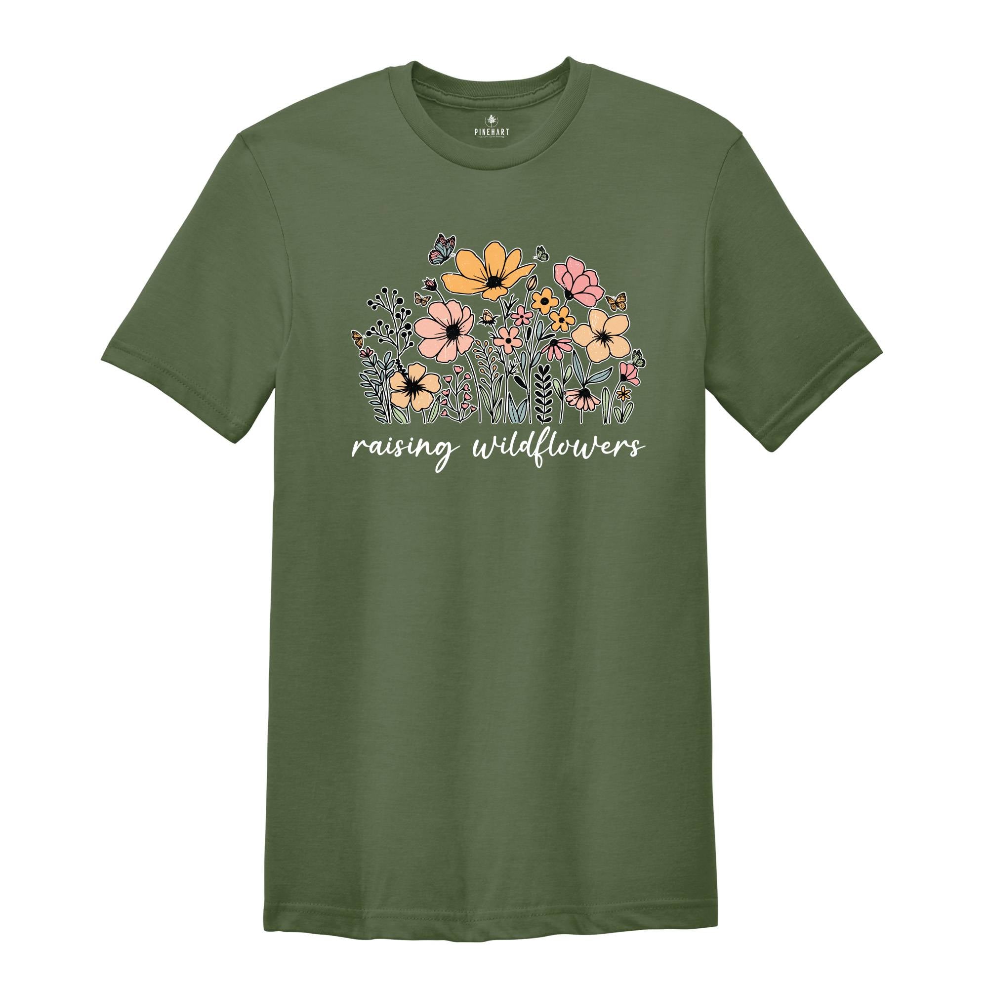 Raising Wildflowers Shirts, Raising Wildflowers Tee, Wildflower T-Shirt, Mom Shirt, Vintage Style Wildflowers Graphic Tee, Botanical Shirt