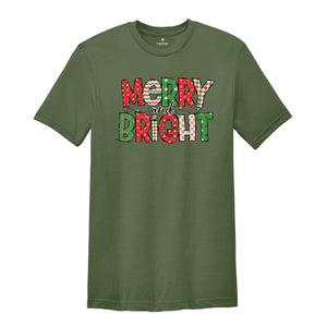 Merry and Bright Shirt, Christmas Shirt, Christmas Clothing, Women Xmas Shirt, Gift For Christmas Shirt