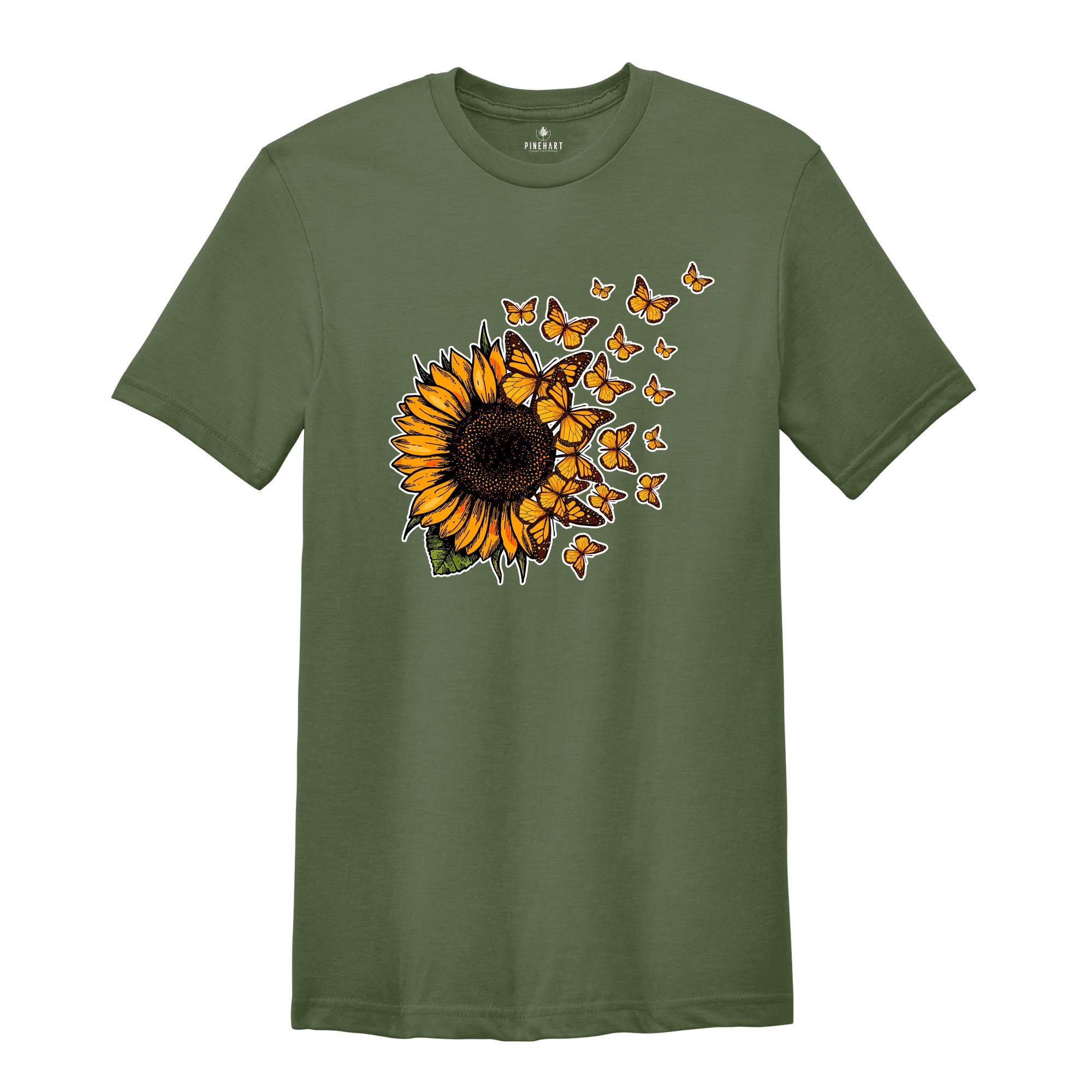 Sunflower Butterfly Shirt, Butterfly Tee, Sunflower Shirt, Floral Shirt, Love Butterfly Shirt, Sunflower Tshirt, Gardener Tee