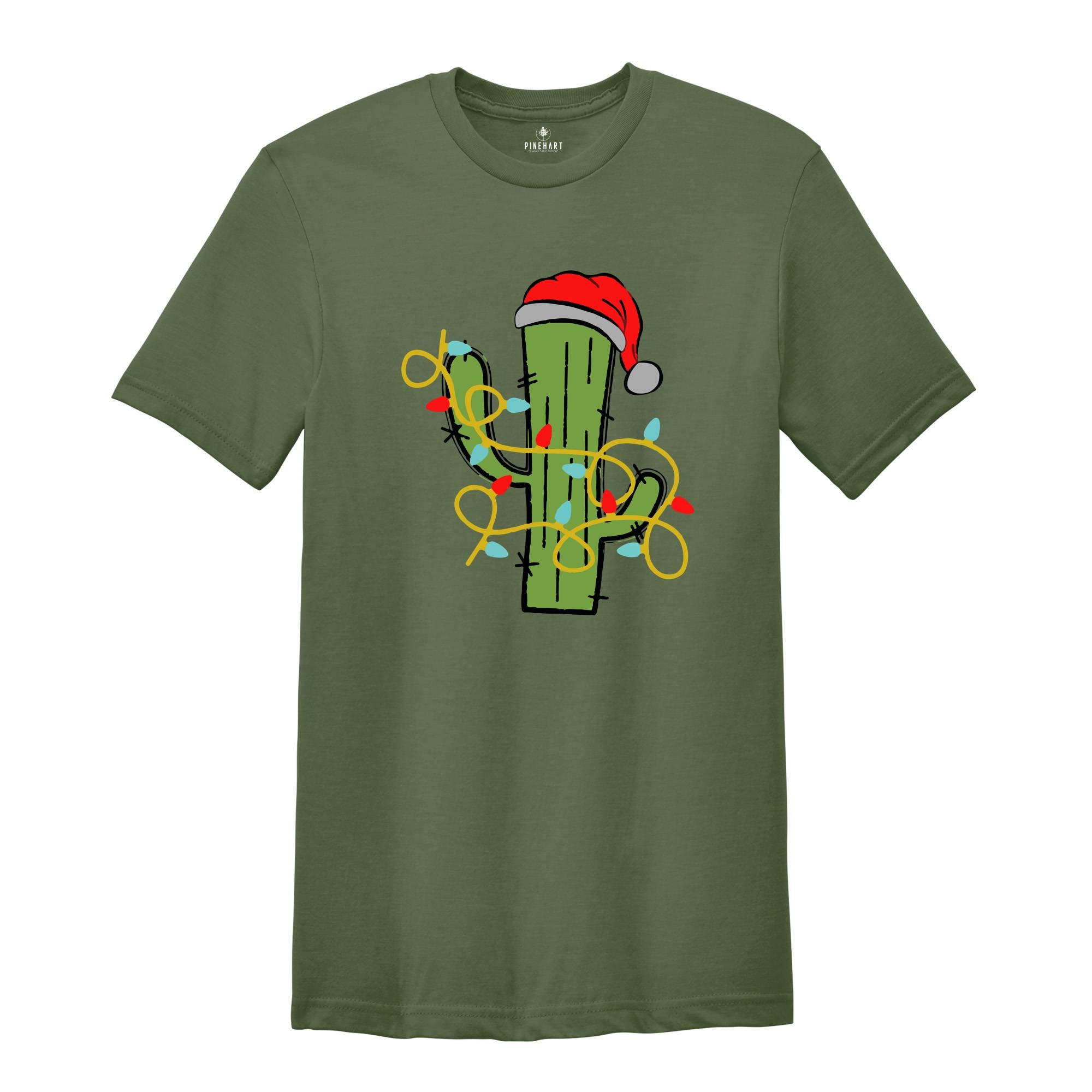 Cute Christmas Cactus Lights T-Shirt, Cactus Christmas Tree Tee, Christmas Reunion Shirt, Christmas Costume, Gardener Tee