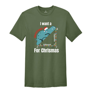 I Want A Hippopotenuse For Christmas T-Shirt, Funny Geometry Tee, Christmas Math Teacher Gift, Geometree Shirt, Cute Christmas Animal Shirt