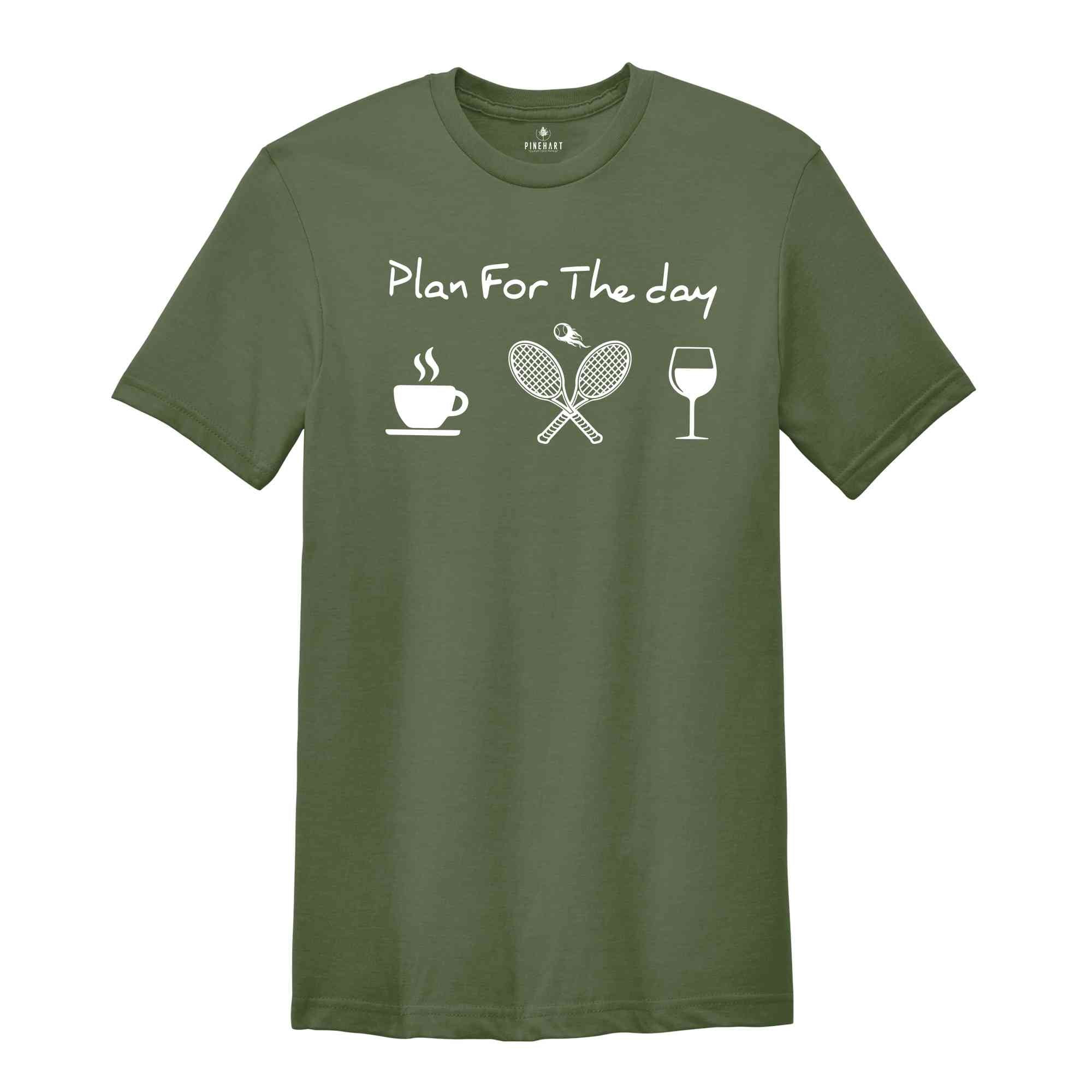 Plan For The Day Coffee Tennis Wine Repeat T-shirt, Funny Tennis Shirt, Tennis Player Gift, Game Day Shirt, Sports Shirt