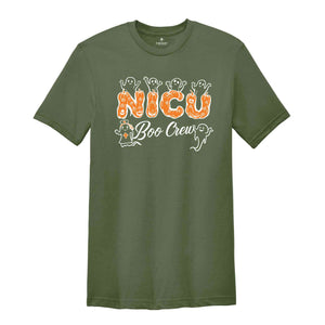 NICU Boo Crew T-Shirt, Halloween NICU Nurse Shirt, Spooky Neonatal Intensive Care Unit Nurse Gifts For Halloween