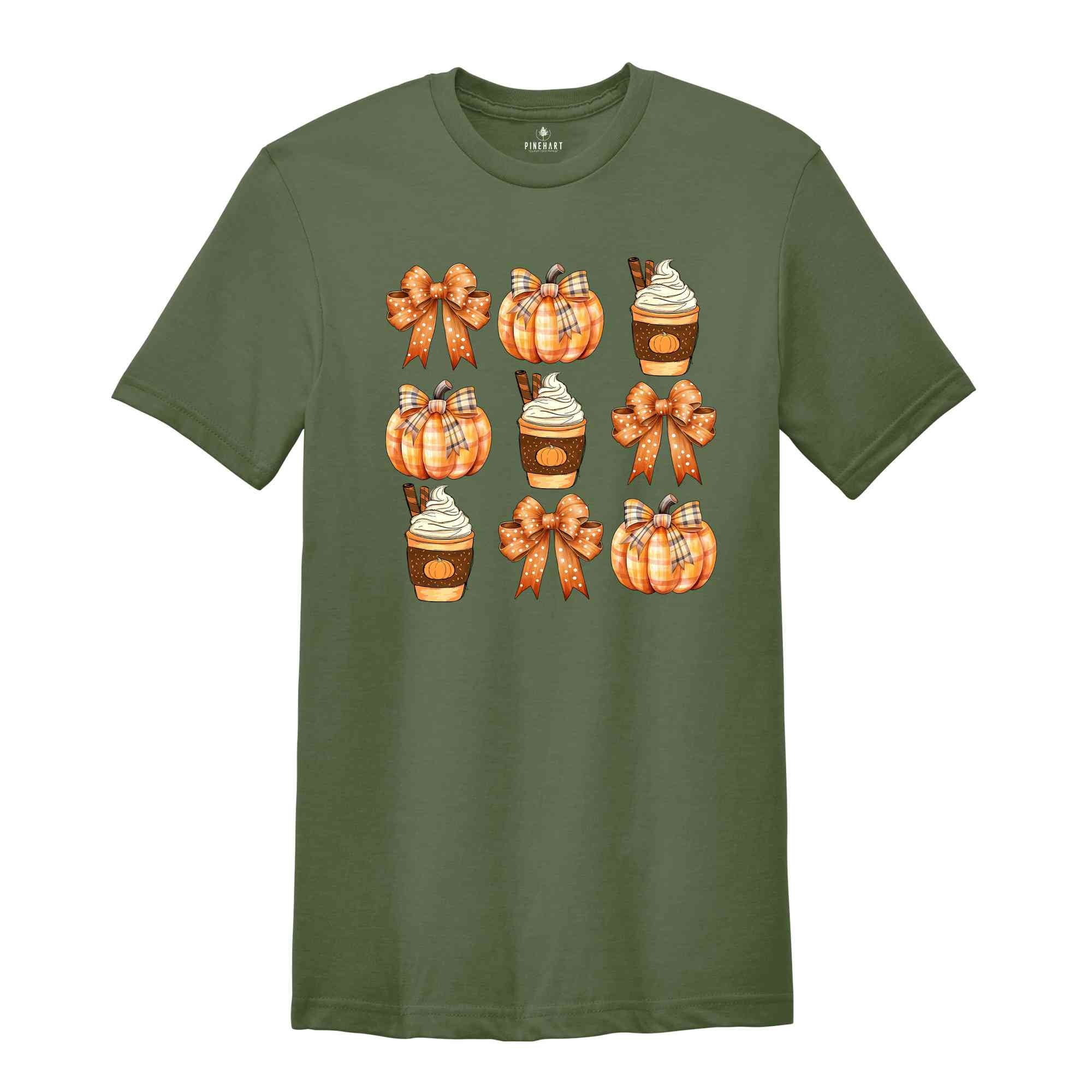 Retro Fall Pumpkin Bow Shirt, Fall Coquette Bow, Autumn Pumpkin Tee, Fall T-Shirt, Autumn Lover Shirt, Autumn Bow Shirt