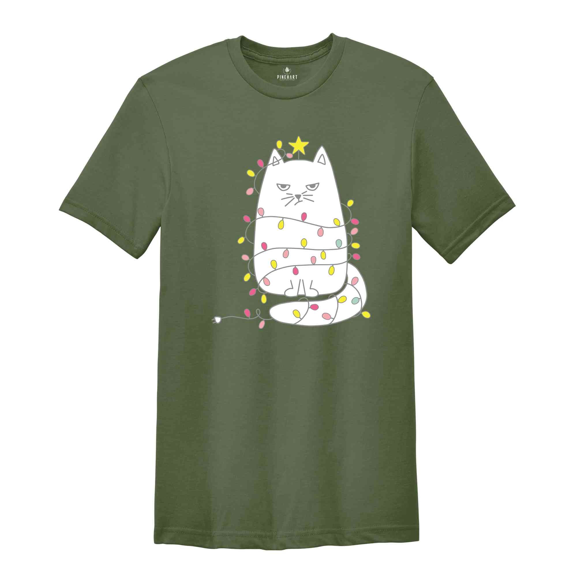 Christmas Lights Cat Shirt, Cute Cat Christmas Shirt, Christmas Cat Shirt, Cat Mom Christmas Shirt, Funny Christmas Shirt, Cat Lover Shirt