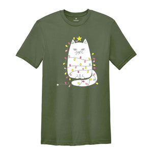 Christmas Lights Cat Shirt, Cute Cat Christmas Shirt, Christmas Cat Shirt, Cat Mom Christmas Shirt, Funny Christmas Shirt, Cat Lover Shirt