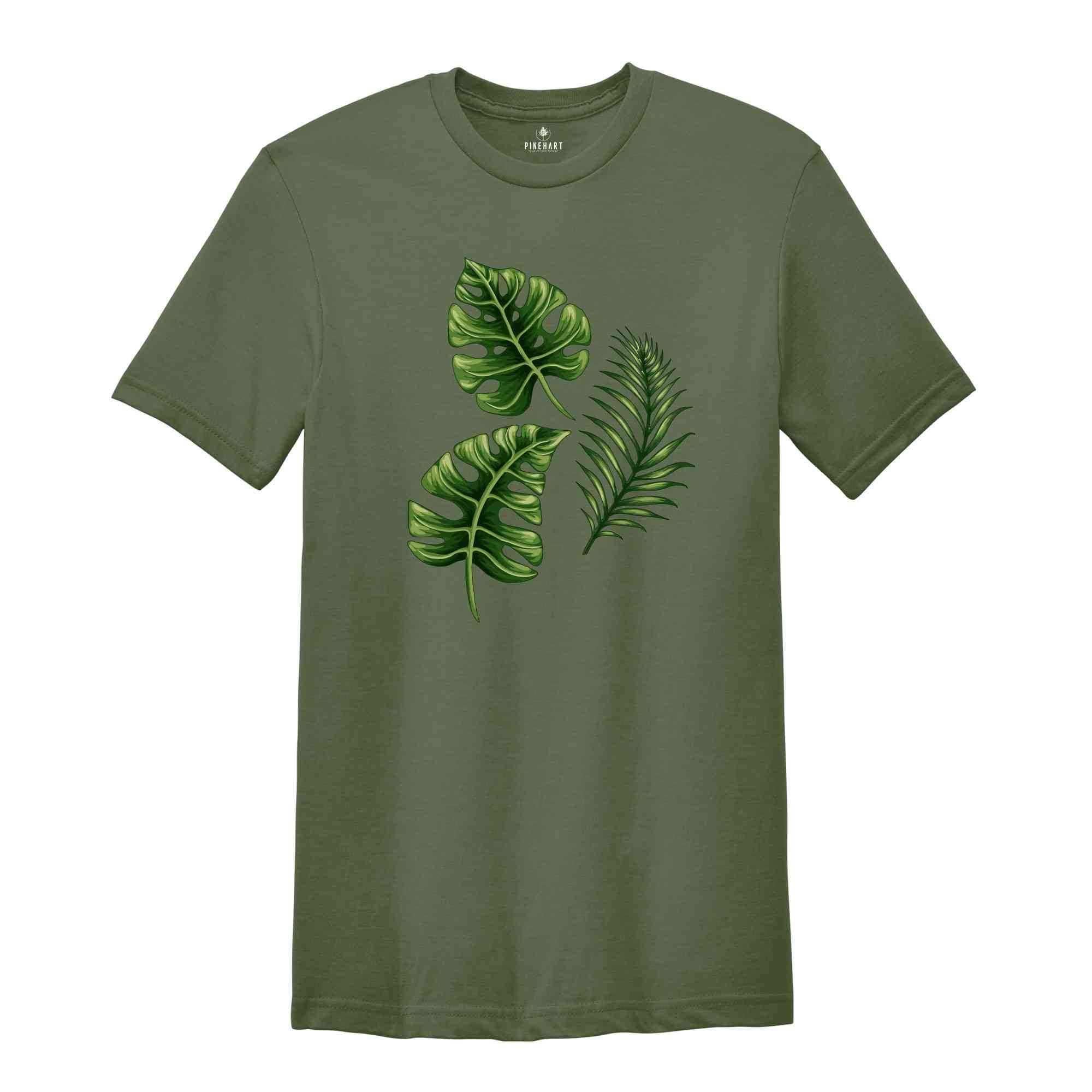 Green Plant Shirt, Botanical Tee, Nature Inspired Shirt, Botany Lover Gift, Leafy Plant Shirt, Nature Shirt