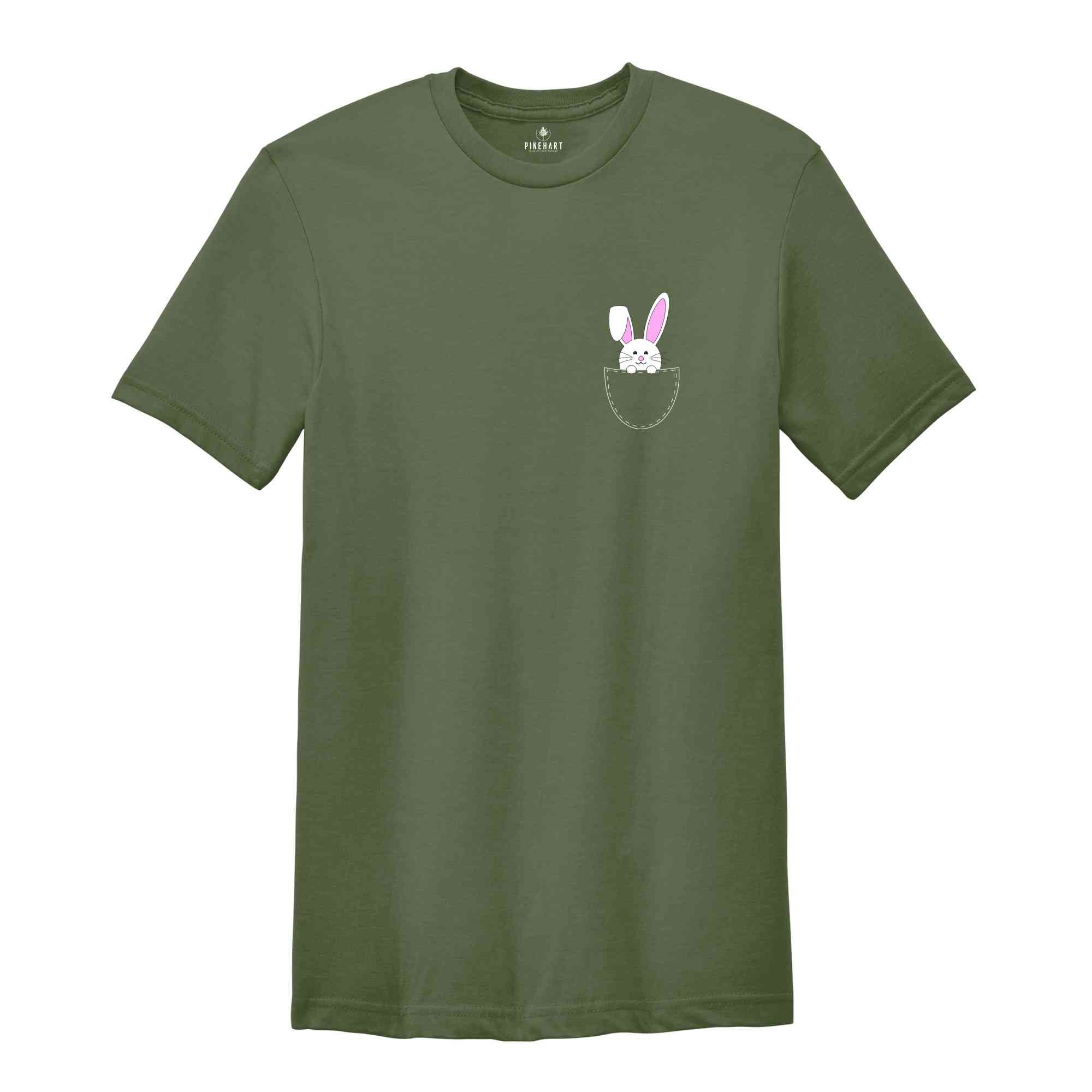 Pocket Bunny Shirt, Easter Shirt, Cute Easter Shirt, Easter Bunny Shirt, Happy Easter Shirt, Bunny Shirt