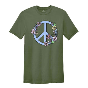 Peace Shirt, Peace Shirt, Floral Peace Sign Shirt, Peace Flower Shirt, Peace and Love Tee, Summer Shirt, Peace Sign Shirt