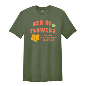 Sea of flowers shirt, Flowers Cute Girl, plant mom shirt, gift for plant moms, botanical tee, floral vibes tee