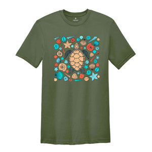 Turtle Shirt, Retro Sea Turtle, Beach Lover Shirt, Colorful Turtle Shirt, Save the Sea Turtles Shirt, Turtle Lover Shirt