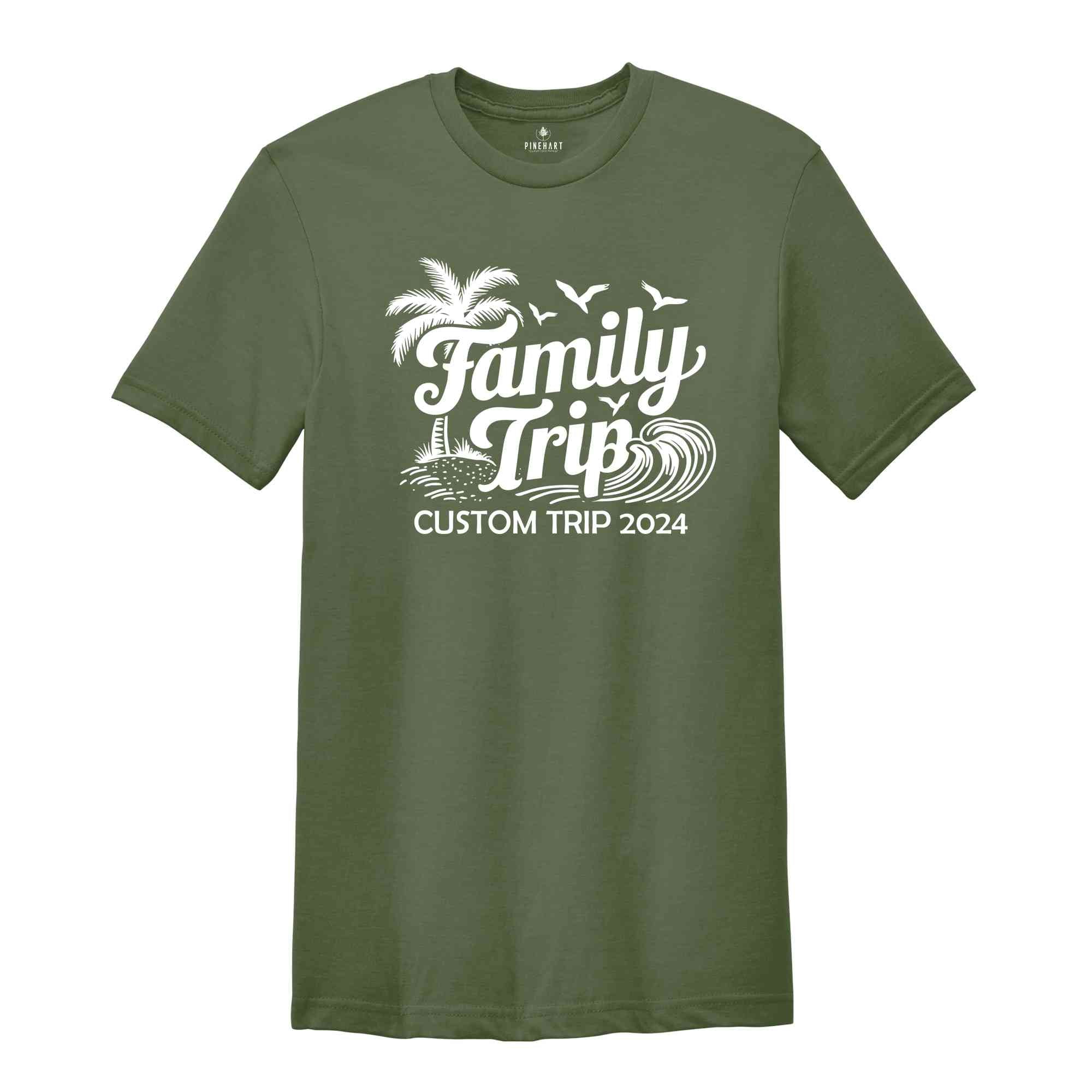 Custom Girls Trip Shirt, Matching Friends Vacation Shirt, Family Beach Shirts, Palm Tree Shirts, 2024 Summer Vacation Shirts for Family