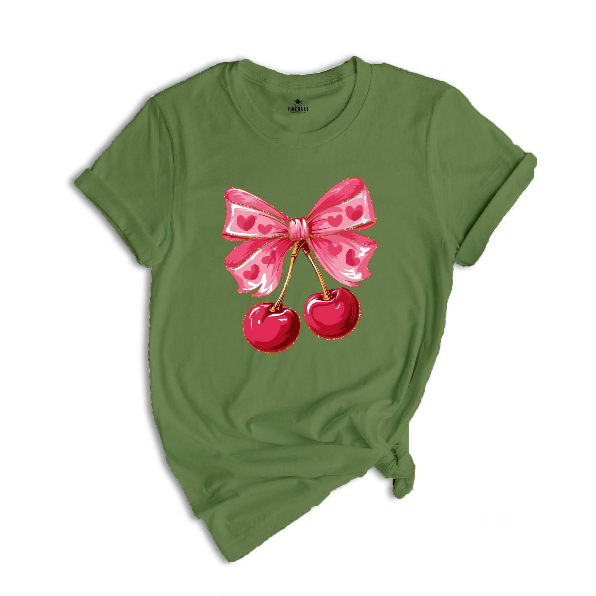 Coquette Valentine Heart Shirt, Valentine Day Shirt, Valentine Bow Shirt, Cherry Coquette core Shirt, Pink Valentine Day Shirt