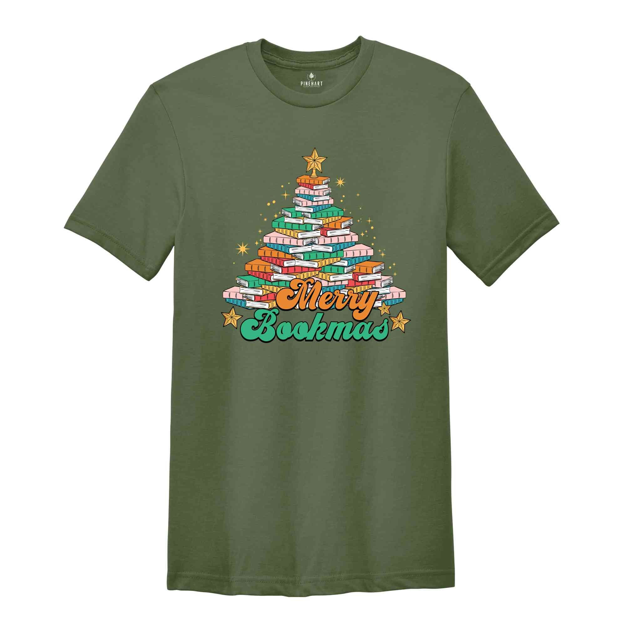 Merry Bookmas Shirt, Christmas Tree Shirt, Book Tree Shirt, Christmas Gift, Librarian Shirt, Book Lover Shirt, Bookworm Shirt, Xmas Shirt