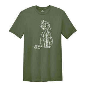 Geometric Cat Shirt, Standing Cat Shirt, Cute Colorful Cat Drawing Tee, Sitting Cat Shirt, Cat Owner Tee