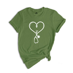 Heart Stethoscope Shirt, Valentine Nurse Tee, Valentine Doctor T-Shirt, Heart Stethoscope, Valentine Day Nurse Gift