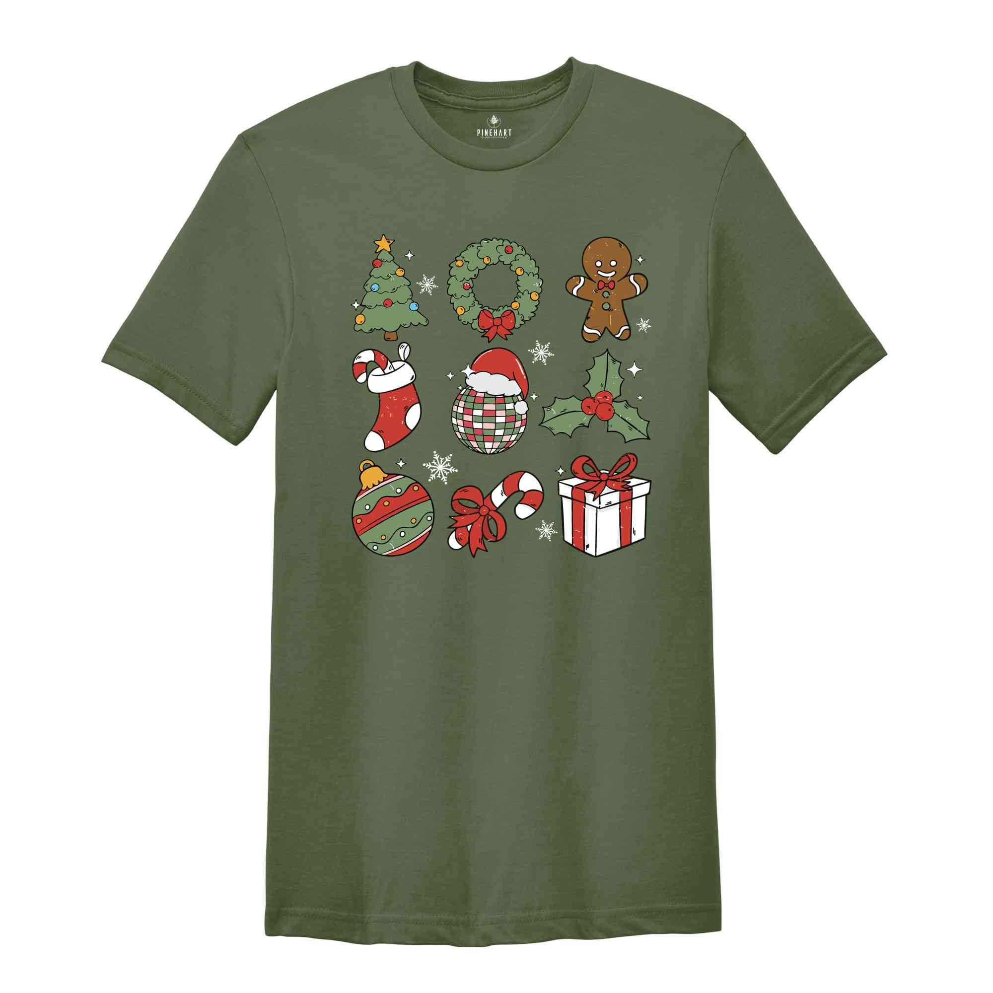 Groovy Christmas Elements Shirt, Retro Christmas Shirt, Santa Claus Shirt, Christmas Candy Shirt, Christmas Gift