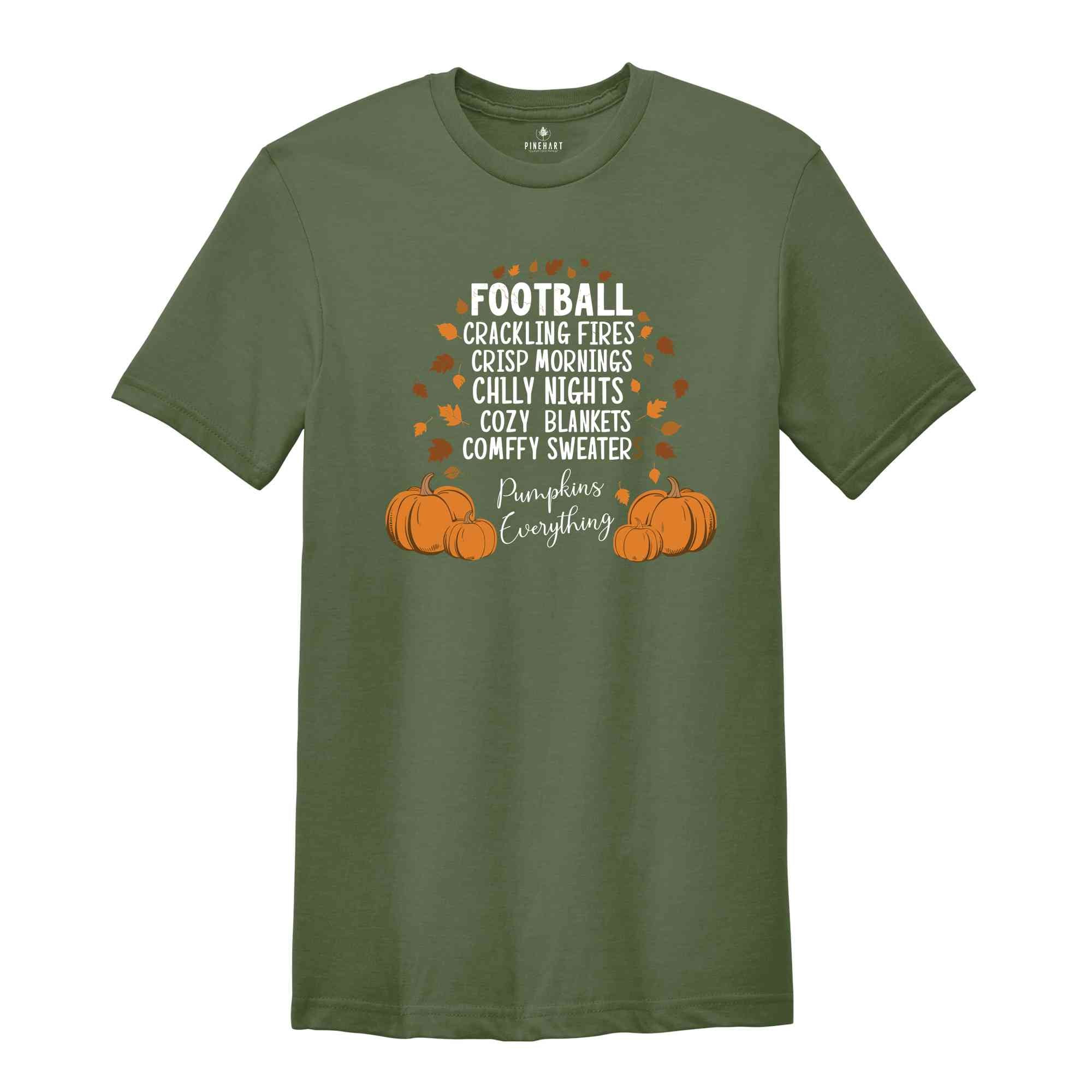 Cozy Blankets Crunchy Leaves Crackling Fires Football Shirt, Fall List Shirt, Womens Halloween Shirt, Thanksgiving Gifts, Autumn Shirt