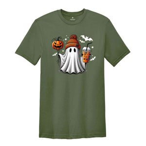 Ghost Coffee Halloween Shirt, Coffee Shirt, Pumpkin Shirt, Pumpkin Head, Boo Shirt, Spooky Season Shirt, Halloween Gift, Cute Halloween