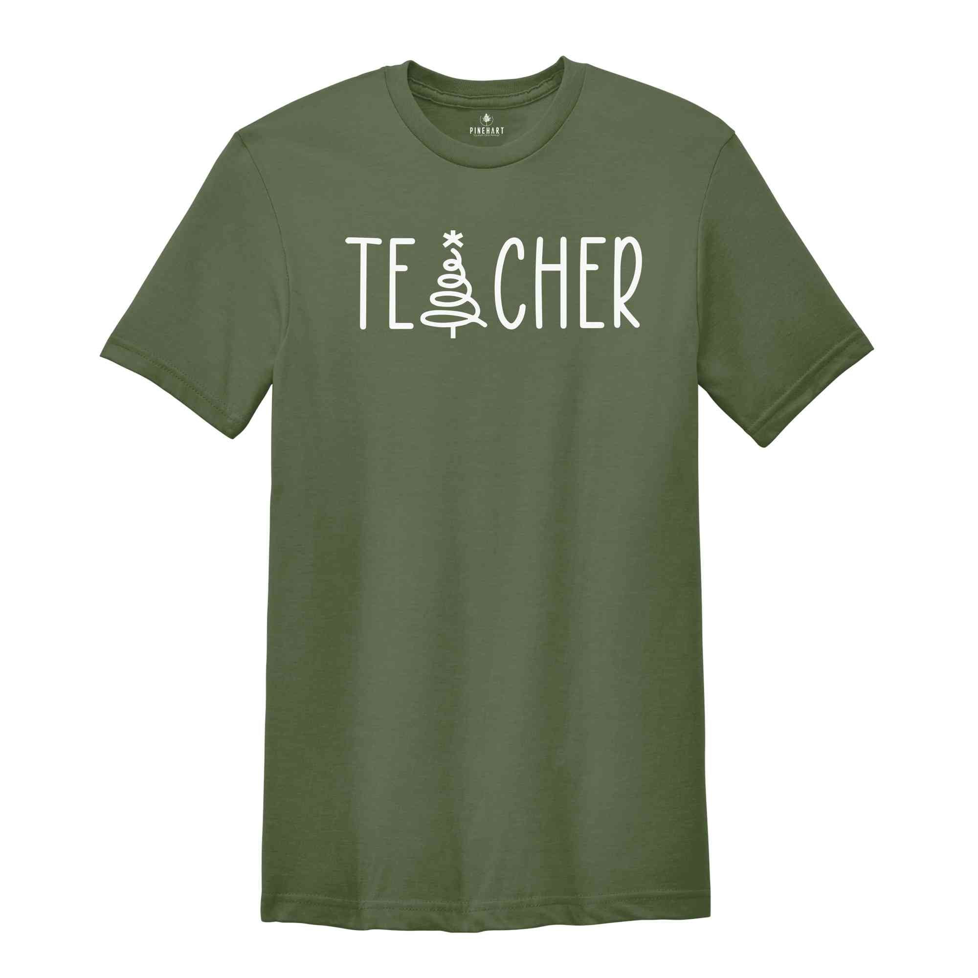 Teacher Shirt, Christmas Gift for Teacher, Teacher Christmas Tee, New Year Shirt for Teacher, Teacher Life Shirt, Christmas Tree Shirt