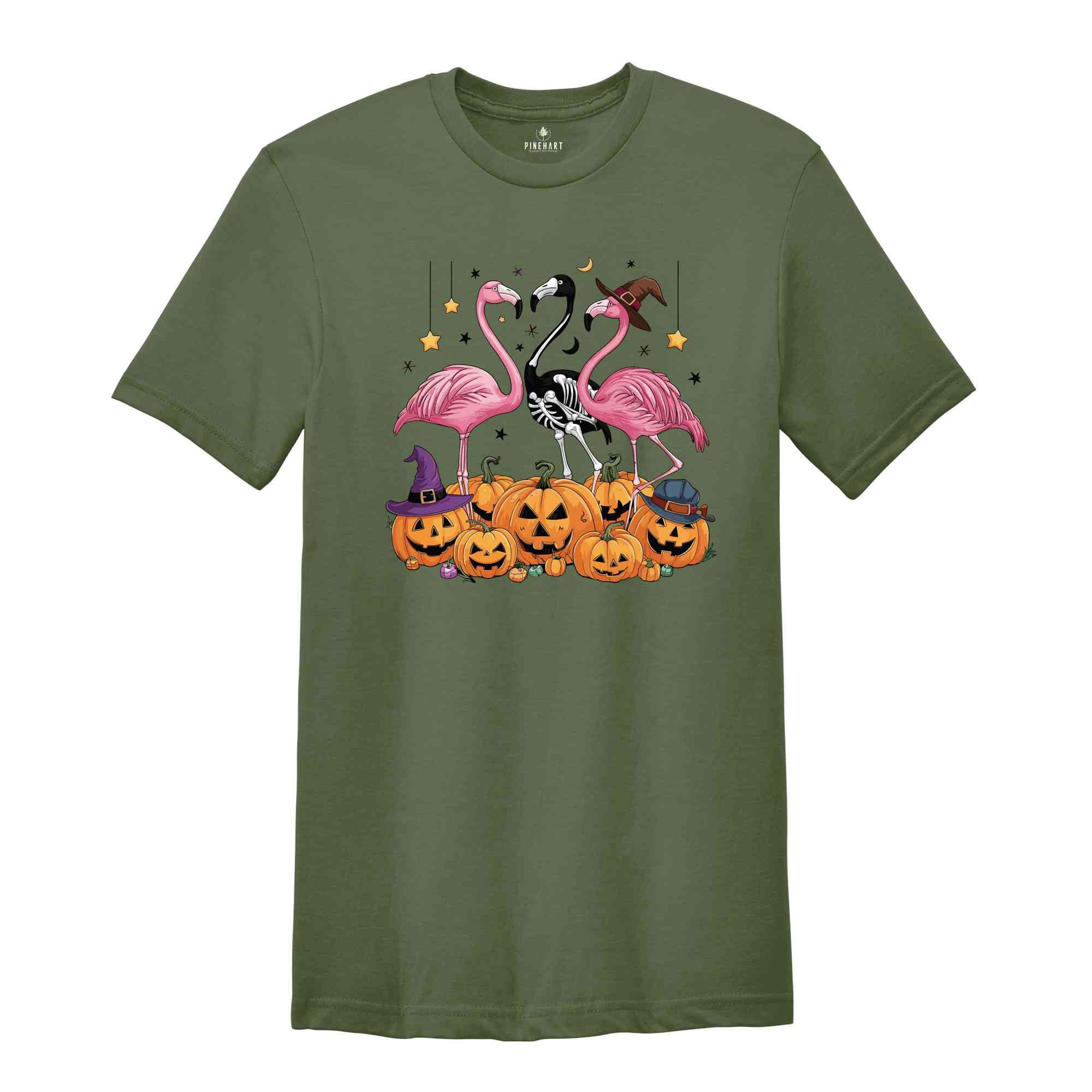 Halloween Flamingo shirt, Halloween Shirt, Happy Halloween, Retro Spooky Season, Pumpkin Patch Shirt, Flamingo Halloween T-shirts