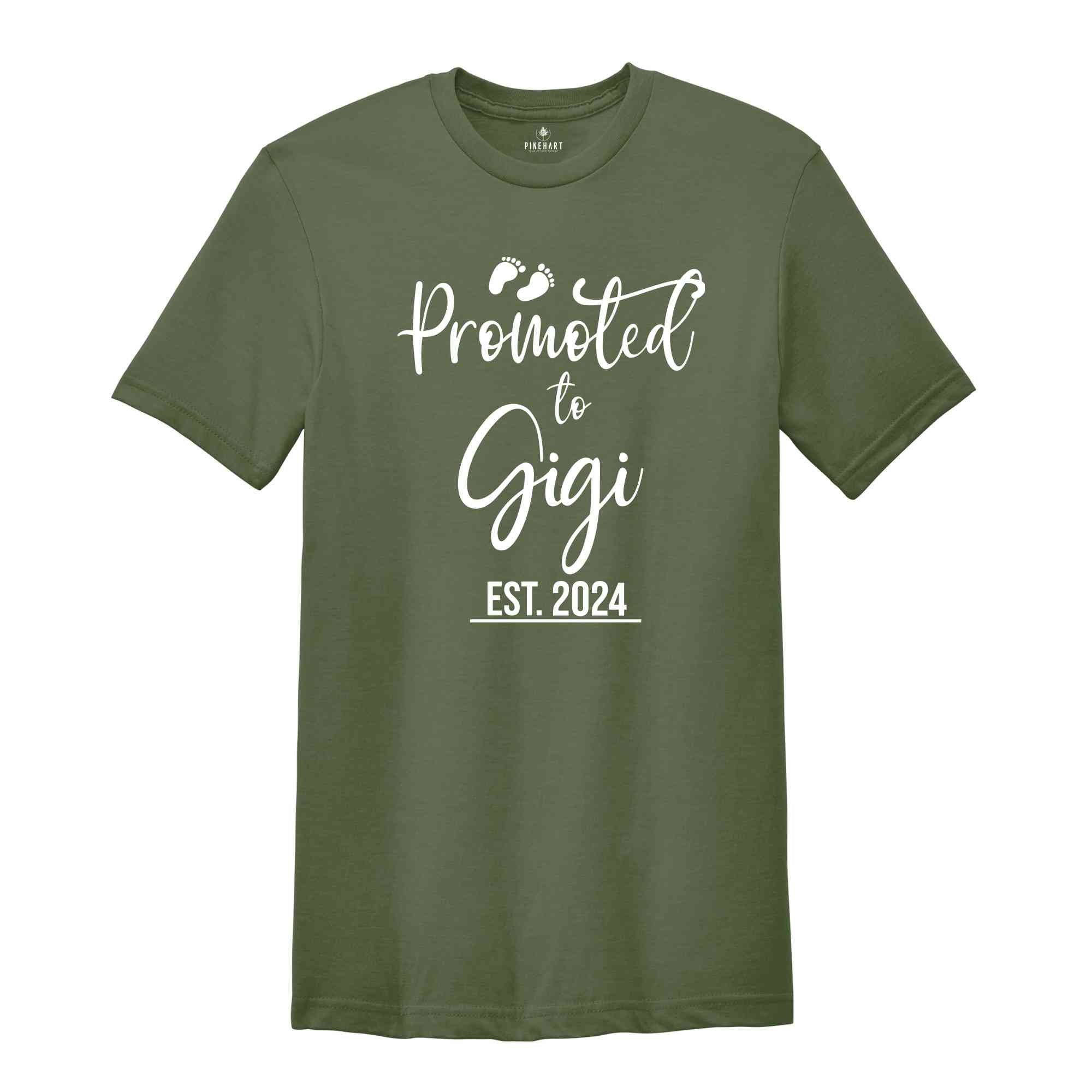 Promoted to Gigi Est 2024 Shirt, New Grandma Shirt, Gigi Established, Gender Reveal Shirt, Maternity Shirt, Funny Pregnant Shirt