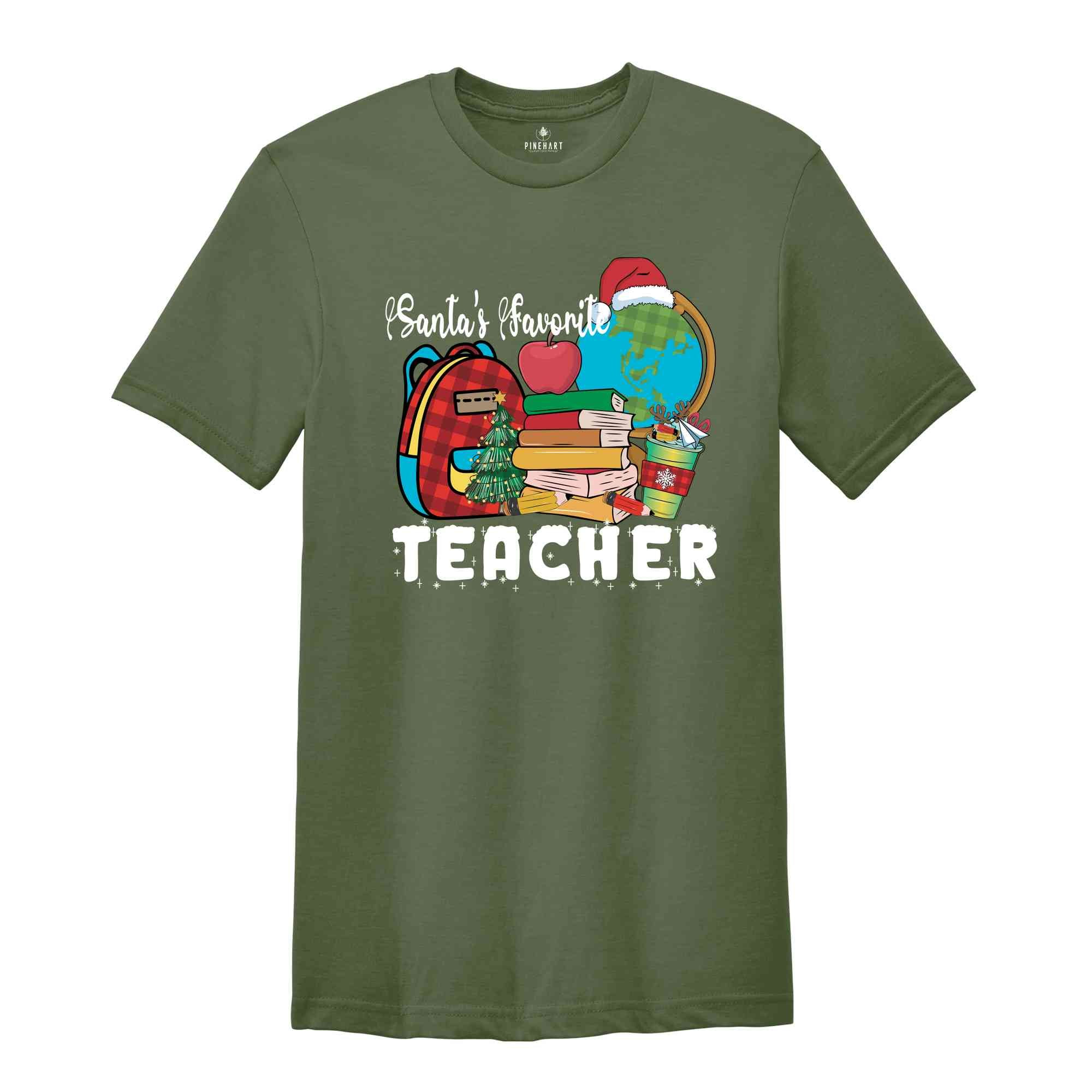 Santa's Favorite Teacher Shirt, Teacher Christmas Shirt, Teacher Gift, Christmas Gift, Holiday Shirt, Christmas Party Shirt, Happy Christmas