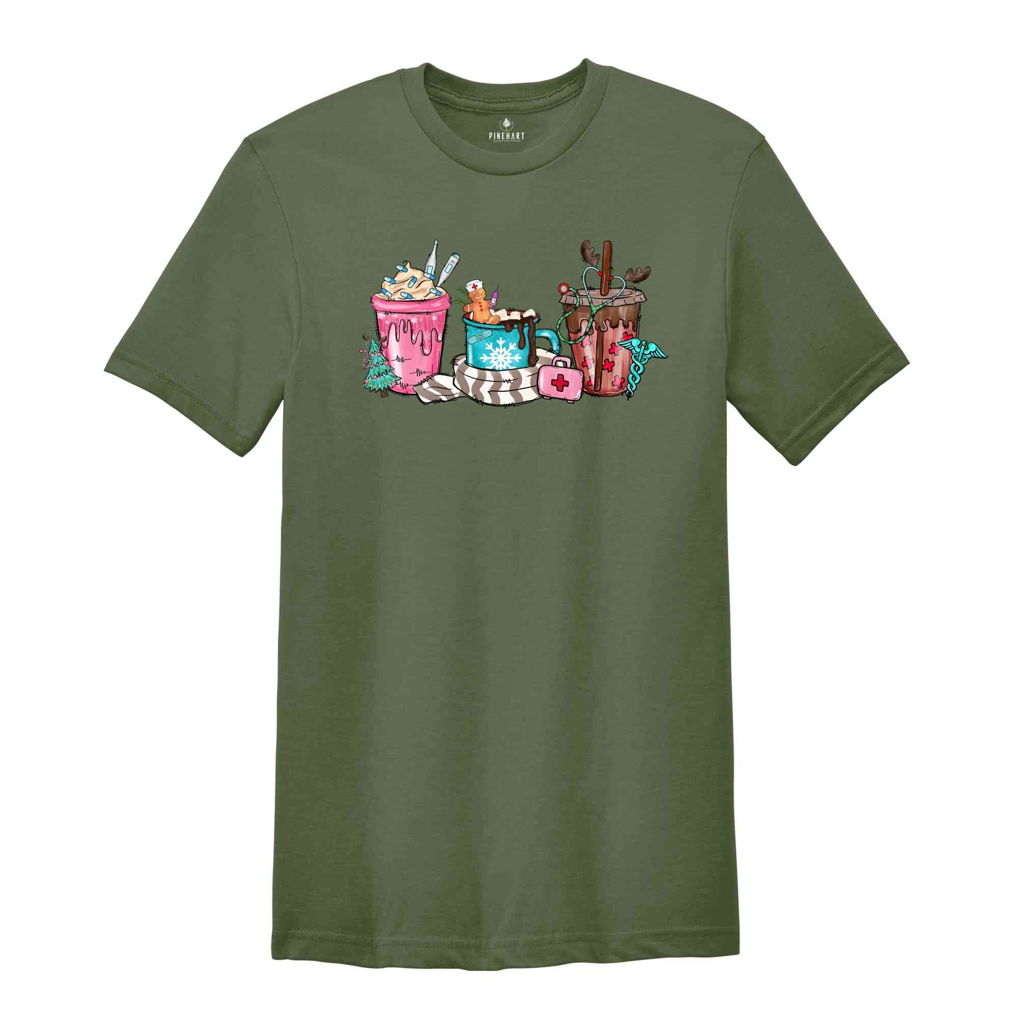 Christmas Nurse Coffee Shirt, Cute Christmas Shirt, Coffee Cup Shirt, Nurse Student Shirt, Christmas Party Shirt, Christmas Gift, Xmas Shirt