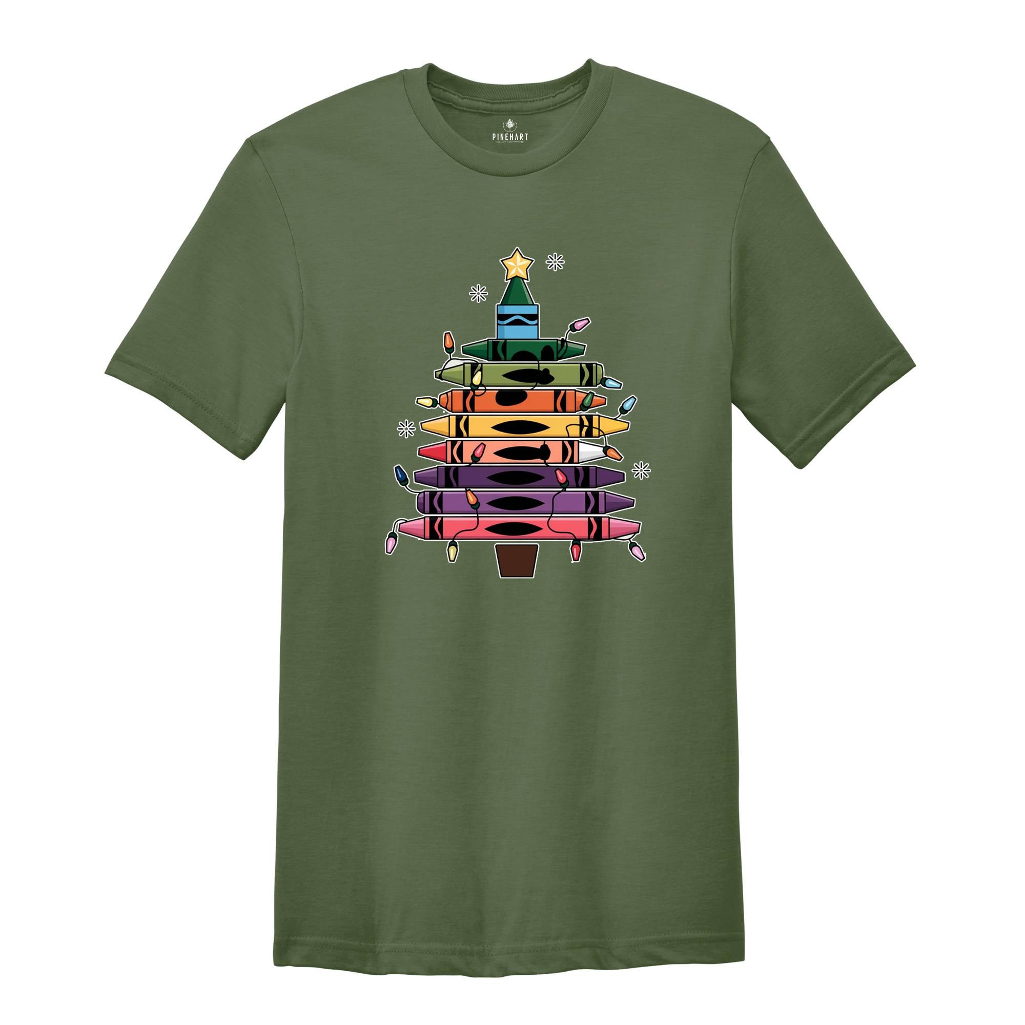 Christmas Crayons Tree Shirt, School Teacher Shirt, Art Teacher Shirt, Cute School Shirt Christmas, Christmas School Shirt, Xmas Teacher Tee