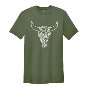 Cow Skull Desert Shirt , Western Shirt, Cowhide Shirt, Country Shirt, Cow Shirt, Cowgirl Shirt, Mom Shirts, Western Boho Shirt