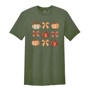 Retro Fall Pumpkin Bow Shirt, Fall Coquette Bow shirt, Autumn Pumpkin Tee, Fall T-Shirt , Autumn Bow Shirts