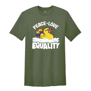 Peace Love Equality Duck Gay Pride Lgbt Shirt, Cute LGBT Shirt, LGBTQ Pride Shirt, Pride Ally Shirt, Pride Flag Shirt, Gay Shirt