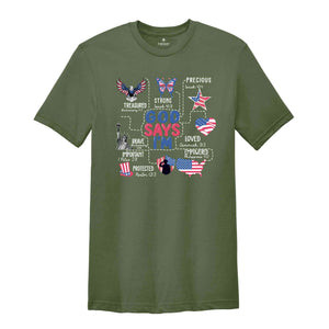 Coquette God Says I Am 4th of July Shirt, 4th of July Shirt, Christian Shirt , America Shirt, Blessed Shirt, Independence Day Tee