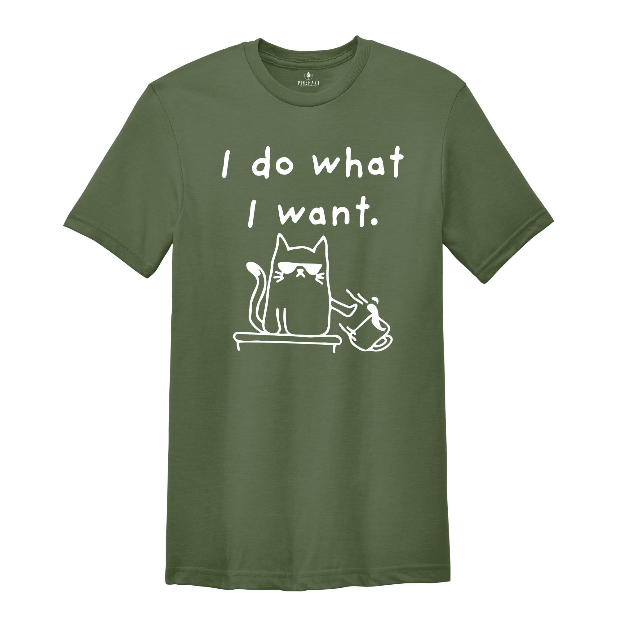 I Do What I Want Shirt, Cat Playing With Objects Tee, You Can't Rule Me T-shirt, Sassy Animal Gift, Cat With Glasses Tee