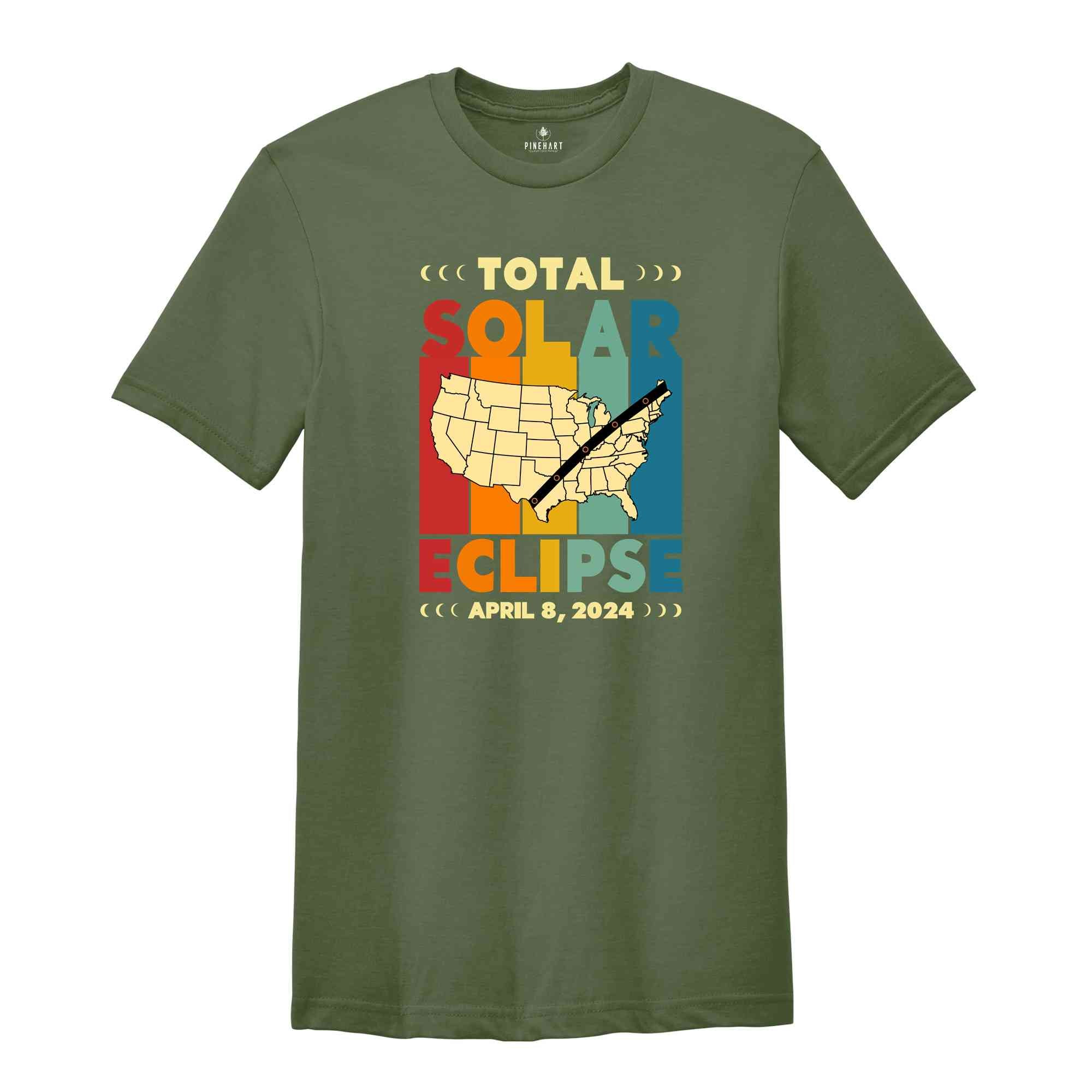 Total Solar Eclipse Shirt, April 8 2024, USA Map, Path of Totality Tee, Eclipse Event 2024 Shirt, Celestial Shirt, Gift for Eclipse Lover