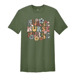 Retro Nurse Shirt, Wild Flowers Nurse Shirt, RN Nurse Shirt, Registered Nurse Shirt, Nurse Student Shirt, New Nurse Gift, Nurse Shirt