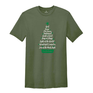 Names of Jesus Christmas Tree Shirt, Christmas Jesus Shirt, Names of God Shirt, Christian Christmas Shirt, Christmas Family Tee