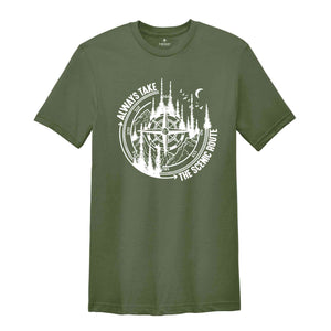 Always Take the Scenic Route, Hiking Shirt, Camping Shirt, Adventure Shirt, Travel Shirt, Long Sleeve Shirts, Mountain Tee