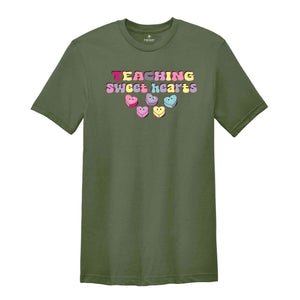 Teaching Sweethearts Valentine Shirt, Love Teach Tee, Teacher Valentine Gift, Heart Print T-shirt, Cute Valentine's Tee