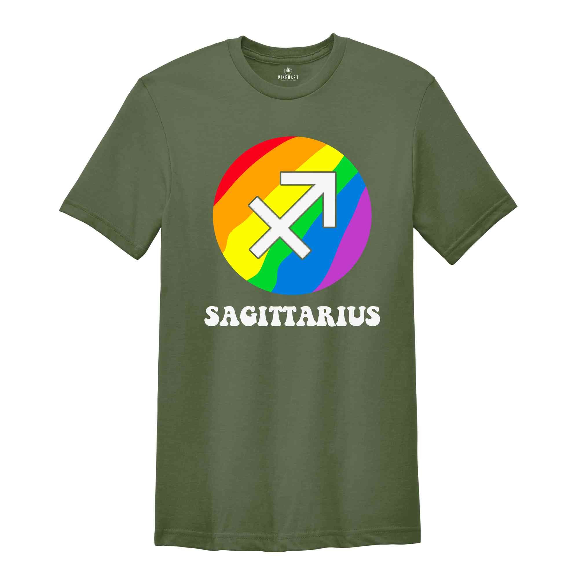 Sagittarius LGBT Shirt, Zodiac Sign Shirt, Sagittarius Birthday Shirt, LGBTQ Pride Shirt, Pride Month Shirt, Rainbow Shirt, Zodiac Tshirt