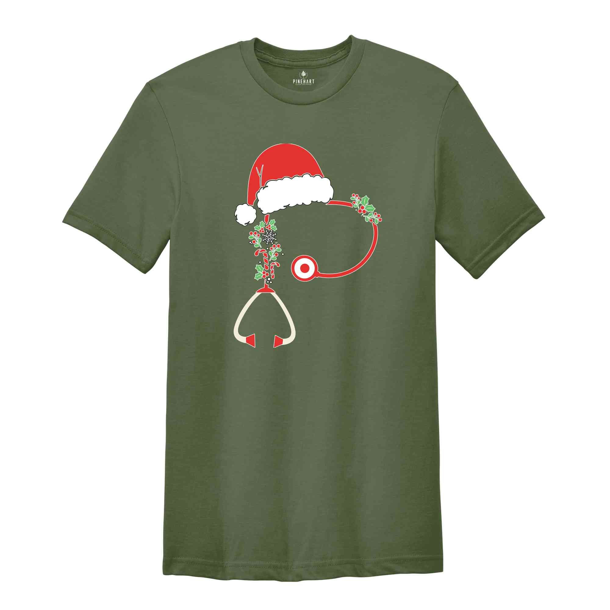 Christmas Stethoscope Shirt, Nursing T-Shirt, Cute Christmas Tee, Christmas Doctor Gift, Nurse Christmas Shirt, Holiday Gift